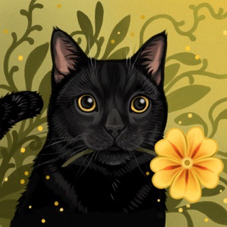 Котик с первоцветом🌱🐈‍⬛